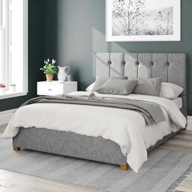 Aspire Hepburn Super King Grey Saxon Twill Ottoman Bed - Aspire Beds - Wilko - image 1