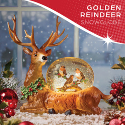 The Christmas Workshop Warm White LED Golden Reindeer and Robin Light Up Snow Globe 26cm - Size: 26 x 28.5 x 15.5cm - Multi - Wilko - thumbnail 5