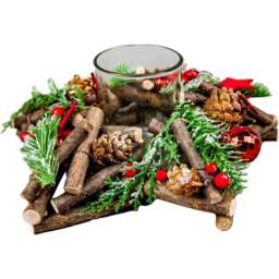 Shatchi Red Twig Star Candle Holder 22cm - Size: 22 x 16 x 6.5cm - Multi - Wilko
