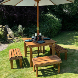 Charles Taylor Knights 4 Seater Garden Dining Bench Set - Brown - Wilko - thumbnail 3