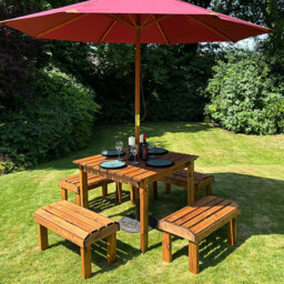 Charles Taylor Knights 4 Seater Garden Dining Bench Set - Brown - Wilko - thumbnail 6