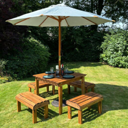 Charles Taylor Knights 4 Seater Garden Dining Bench Set - Brown - Wilko - thumbnail 4