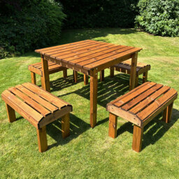 Charles Taylor Knights 4 Seater Garden Dining Bench Set - Brown - Wilko