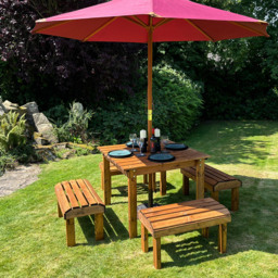 Charles Taylor Knights 4 Seater Garden Dining Bench Set - Brown - Wilko - thumbnail 5