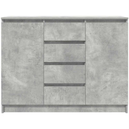 vidaXL 2 Door 4 Drawer Concrete Grey Wooden Sideboard - Size: 76 x 100.5 x 35cm - Wilko - thumbnail 4