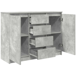 vidaXL 2 Door 4 Drawer Concrete Grey Wooden Sideboard - Size: 76 x 100.5 x 35cm - Wilko - thumbnail 6