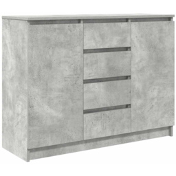 vidaXL 2 Door 4 Drawer Concrete Grey Wooden Sideboard - Size: 76 x 100.5 x 35cm - Wilko - thumbnail 3