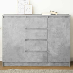 vidaXL 2 Door 4 Drawer Concrete Grey Wooden Sideboard - Size: 76 x 100.5 x 35cm - Wilko - thumbnail 1