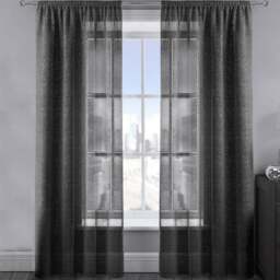 Velosso Alessandria Black Shimmer Voile Panel Curtain 137 x 122cm - Size: W 137 x D 122cm - Wilko - thumbnail 1