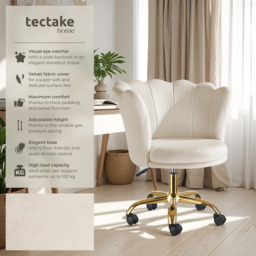 Tectake Stella Cream Soft Velvet Tulip Seat Desk Chair - Size: 88 x 64 x 65cm - Wilko - thumbnail 7