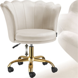 Tectake Stella Cream Soft Velvet Tulip Seat Desk Chair - Size: 88 x 64 x 65cm - Wilko - thumbnail 3