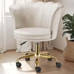 Tectake Stella Cream Soft Velvet Tulip Seat Desk Chair - Size: 88 x 64 x 65cm - Wilko