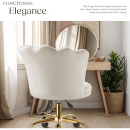 Tectake Stella Cream Soft Velvet Tulip Seat Desk Chair - Size: 88 x 64 x 65cm - Wilko - thumbnail 5