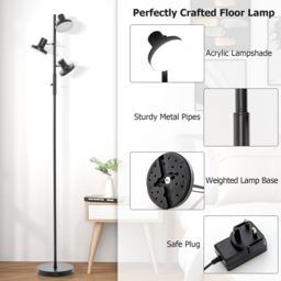 Costway 3 Way Adjustable LED Light Freestanding Tree Lamp - Size: 62 x 36 x 27cm - Black - Wilko - thumbnail 7