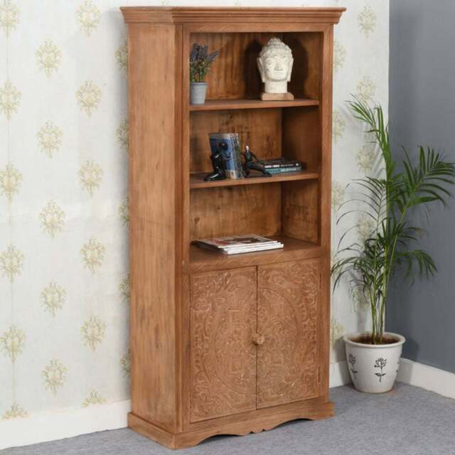 Brooklyn Adair 2 Door 3 Shelf Mango Wood Bookcase - Brown - Wilko - image 1
