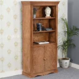 Brooklyn Adair 2 Door 3 Shelf Mango Wood Bookcase - Brown - Wilko - thumbnail 1