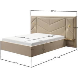 Flair Alice King Size Beige Velvet Hotel Ottoman Bed with Light - Cream - Wilko - thumbnail 7