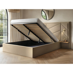 Flair Alice King Size Beige Velvet Hotel Ottoman Bed with Light - Cream - Wilko - thumbnail 6