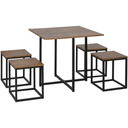 Portland Industrial Style 4 Seater Dining Set Brown - Wilko - thumbnail 3
