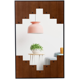 Costway Black Piano Key Frame Rectangle Wall Mirror 95 x 60cm - Wilko - thumbnail 1