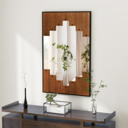 Costway Black Piano Key Frame Rectangle Wall Mirror 95 x 60cm - Wilko - thumbnail 4