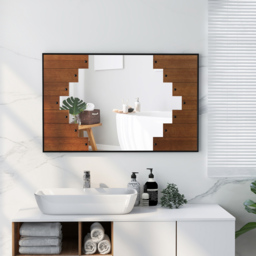 Costway Black Piano Key Frame Rectangle Wall Mirror 95 x 60cm - Wilko - thumbnail 3