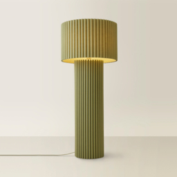 ValueLights Lenny Moss Green Drum Lamp Shade Ribbed Fabric Midi LED Floor Lamp - Size: 109 x 46 x 46cm - Wilko - thumbnail 6