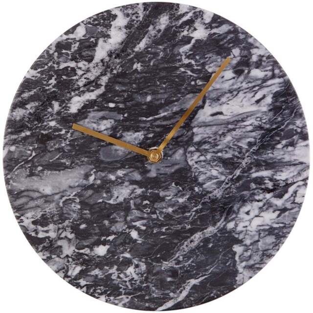 Premier Housewares Lamonte Black Marble Round Wall Clock 30cm - Size: 30 x 3 x 30cm - Wilko - image 1