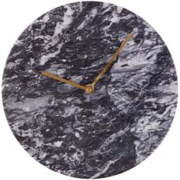 Premier Housewares Lamonte Black Marble Round Wall Clock 30cm - Size: 30 x 3 x 30cm - Wilko