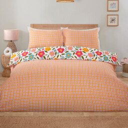Lottie Floral Bedding SetOrangeDouble - Wilko - thumbnail 3