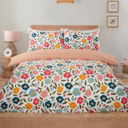Lottie Floral Bedding SetOrangeDouble - Wilko