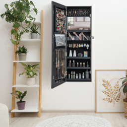 Costway Black LED Mirror Jewellery Cabinet with Lockable Magnetic Door - Size: 40 x 12.5 x 120cm - Wilko - thumbnail 3