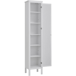 H&O Direct Slim White Tall Mirror Door Cabinet - Size: 190 x 38 x 30cm - Wilko - thumbnail 4
