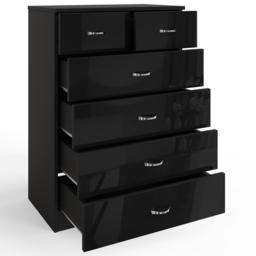 FWStyle Chilton 6 Drawer Black Gloss Chest of Drawers - Wilko - thumbnail 4