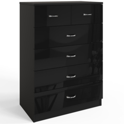 FWStyle Chilton 6 Drawer Black Gloss Chest of Drawers - Wilko - thumbnail 3