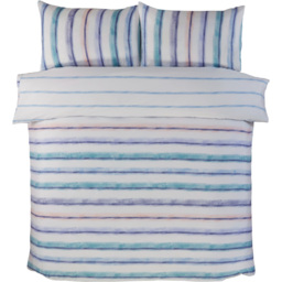 Rapport Home Horizon King Size Stripped Polyester Reversible Duvet Cover Set - Blue - Wilko - thumbnail 3