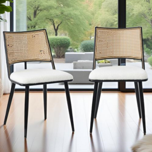 Furniture One Set of 2 White Rattan Mid-Century Dining Chair - Wilko - image 1