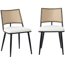 Furniture One Set of 2 White Rattan Mid-Century Dining Chair - Wilko - thumbnail 3
