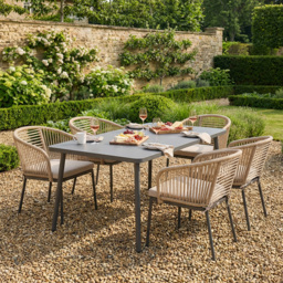 Oxford 6 Seater Rattan Dining Set - Grey - Malay - Wilko - thumbnail 3