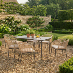 Oxford 6 Seater Rattan Dining Set - Grey - Malay - Wilko - thumbnail 1