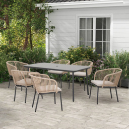 Oxford 6 Seater Rattan Dining Set - Grey - Malay - Wilko - thumbnail 4