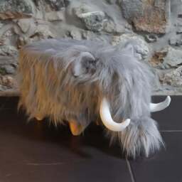 Gardeco Tundra The Woolly Mammoth Grey Synthetic Fur Footstool - Size: 36 x 70 x 33cm - Wilko
