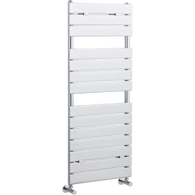 nuie Chrome Flat Panel Heated Towel Rail 1213 x 500mm - Size: 12.13 x 5 x 0.45cm - Silver - Wilko - image 1