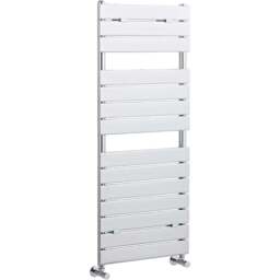 nuie Chrome Flat Panel Heated Towel Rail 1213 x 500mm - Size: 12.13 x 5 x 0.45cm - Silver - Wilko