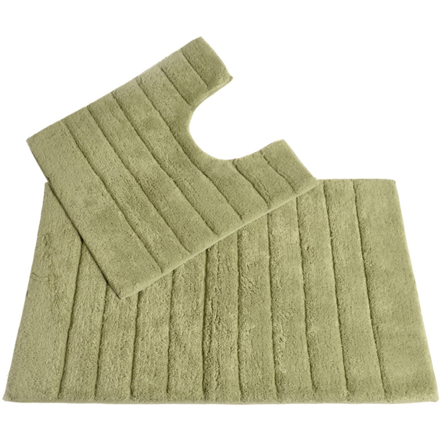 Allure Bath Fashions Sage Green Ribbed Bath Mat and Pedestal Mat Set 2 Piece - Size: 50 x 80cm - Wilko - image 1