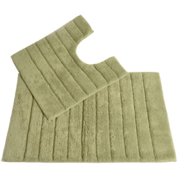 Allure Bath Fashions Sage Green Ribbed Bath Mat and Pedestal Mat Set 2 Piece - Size: 50 x 80cm - Wilko