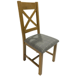 Home Source Holcombe Grey Smoked Oak High Cross Back Dining Chair 2 Pack - Size: 105 x 45 x 52cm - Wilko - thumbnail 6