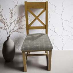Home Source Holcombe Grey Smoked Oak High Cross Back Dining Chair 2 Pack - Size: 105 x 45 x 52cm - Wilko - thumbnail 3