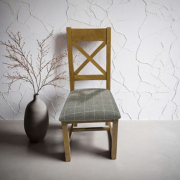 Home Source Holcombe Grey Smoked Oak High Cross Back Dining Chair 2 Pack - Size: 105 x 45 x 52cm - Wilko - thumbnail 7