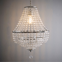 Kliving Freya 3 Tier Clear Acrylic Beads Chrome Pendant Light - Size: 49 x 36 x 36cm - Silver - Wilko - thumbnail 4